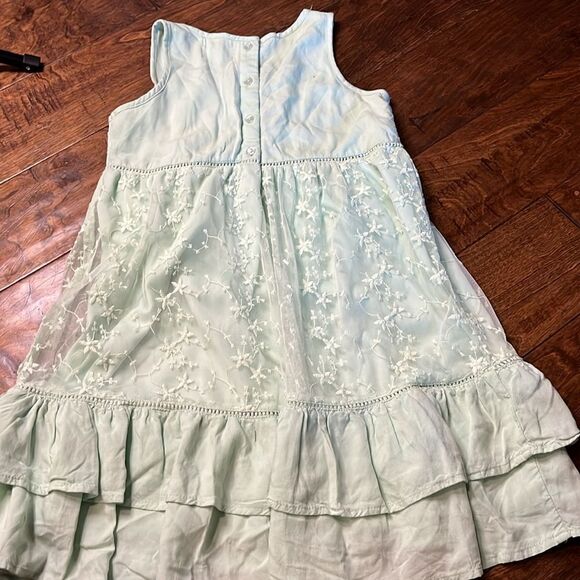 FUZARKA Mint Green Embroidered Mesh Overlay Sleeveless Dress, size 9/10 - Picture 5 of 8